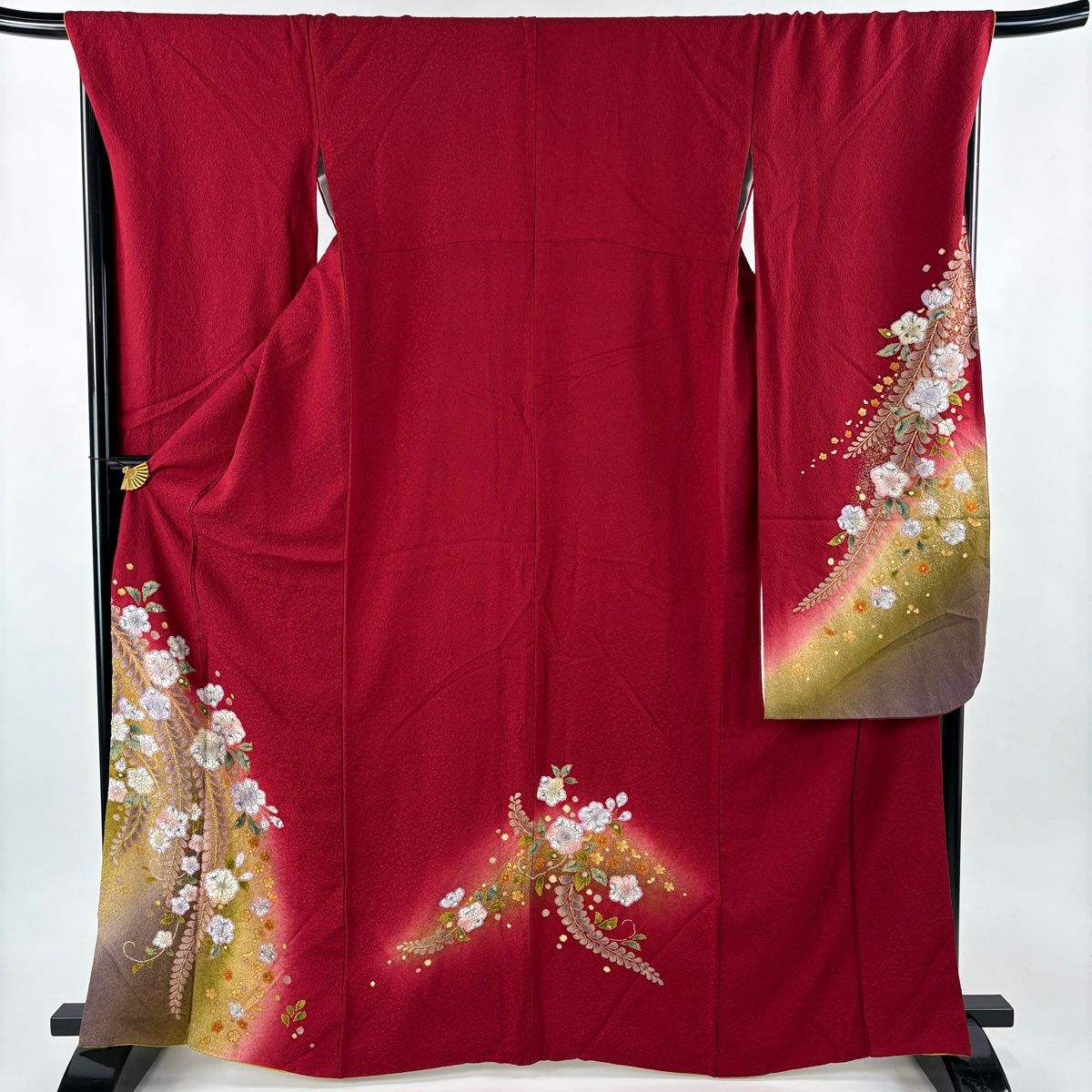 振袖 身丈164 cm 裄丈69.5 L 袷 辻が花柄 金彩 ぼかし 赤 正絹 名品