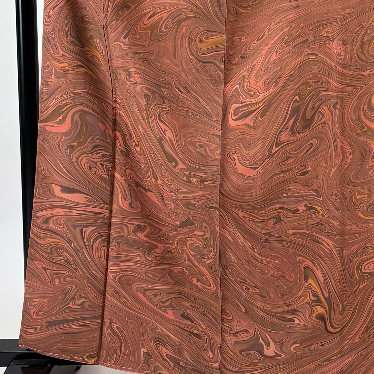 小紋 身丈163.5 cm 裄丈63.5 S 袷 墨流し 赤茶 正絹 名品