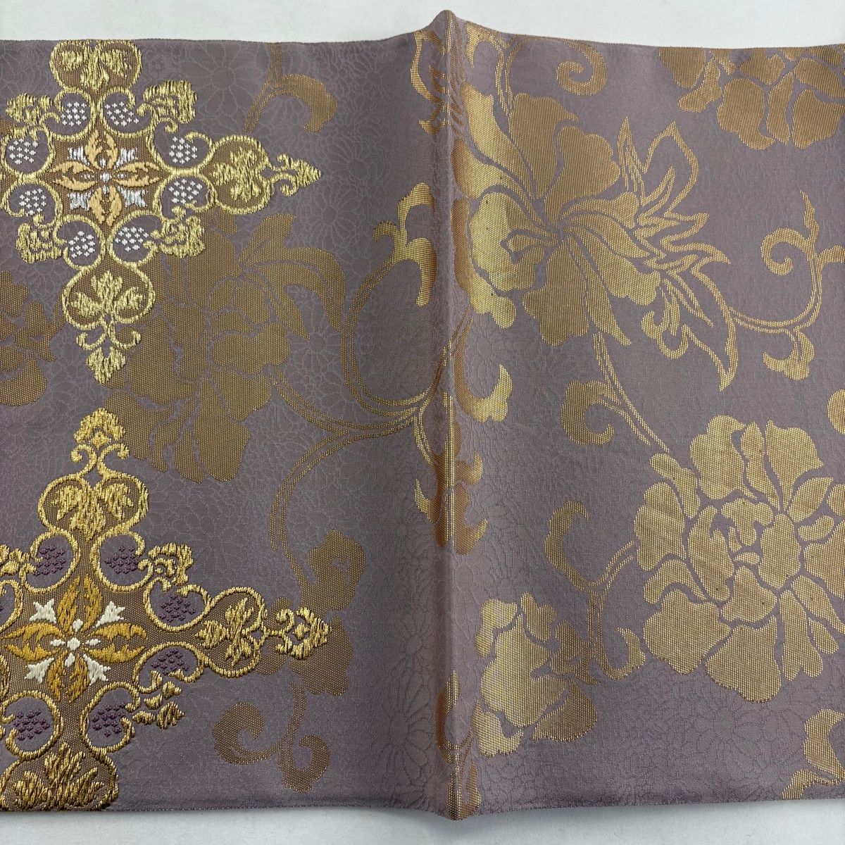 美品】 袋帯 逸品 山口美術織物 落款 菊地牡丹正倉院文 鳳凰 金銀糸