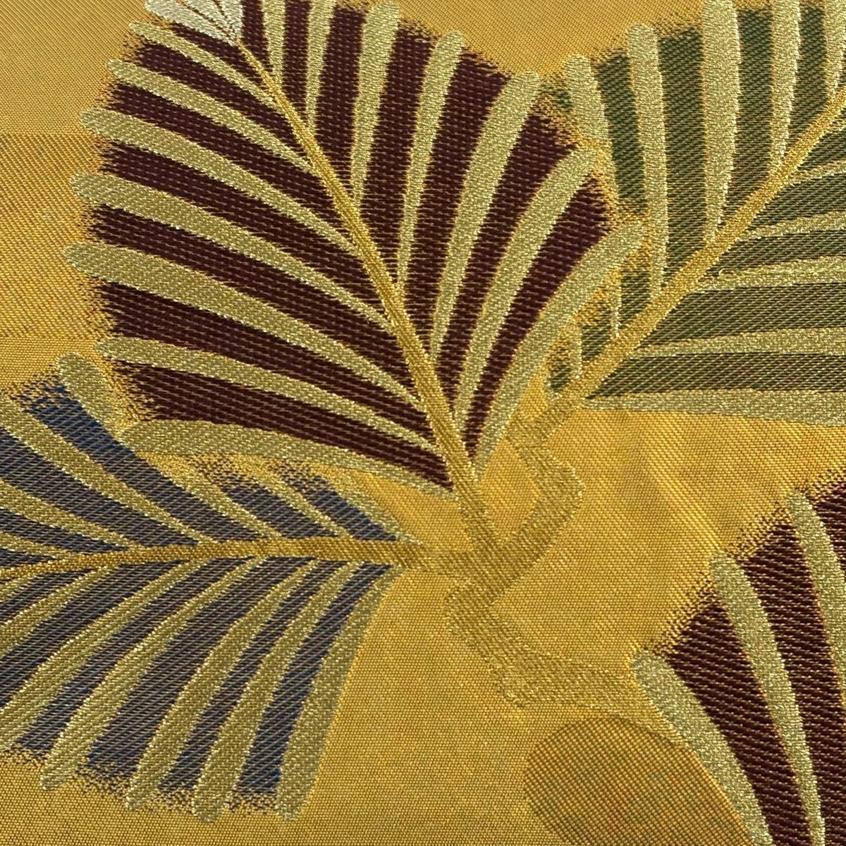 袋帯 川島織物 落款 関西仕立て 若松 霞 金銀糸 箔 金色 お太鼓柄 正絹