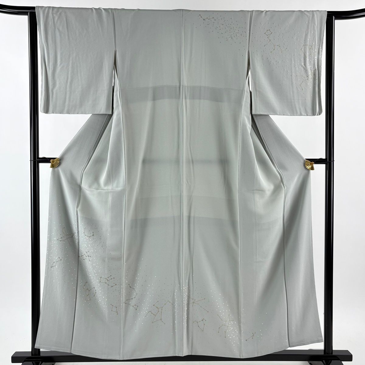 訪問着 身丈158 cm 裄丈63.5 S 袷 やまと 星座 金銀糸 箔 灰緑 正絹