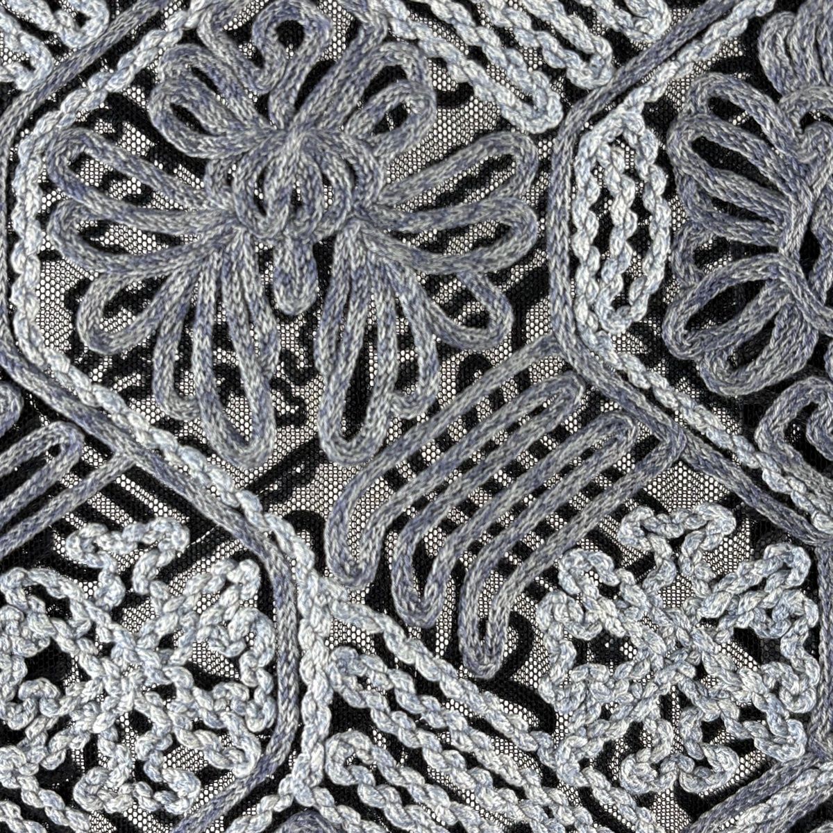  道行 身丈98 cm 裄丈65.5 M 和装コート 角衿 亀甲 花 青灰色 正絹 羽織 着物 浴衣