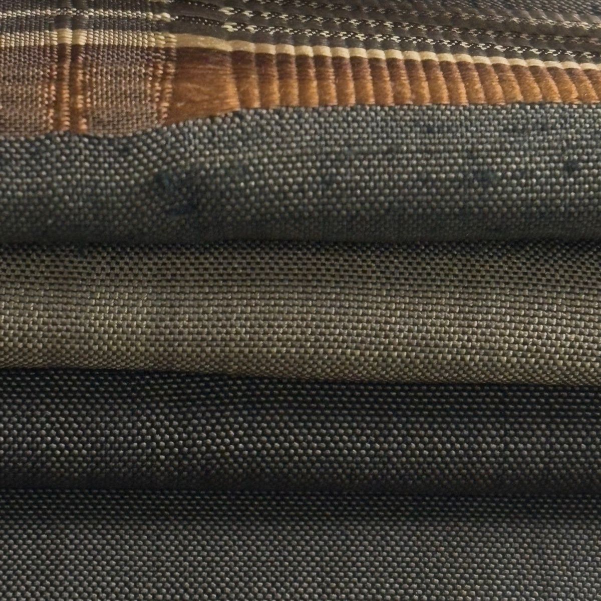  名古屋帯 藤山千春 吉野間道 縞 黒灰 正絹 名古屋帯 帯