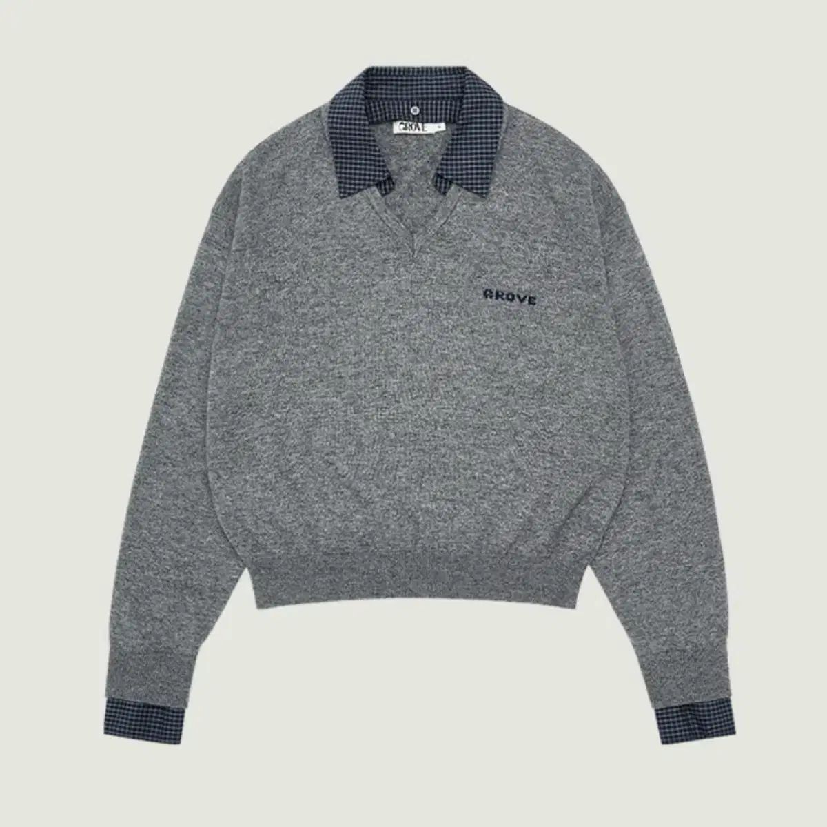 グローブ チェック カラ ローブ グレー