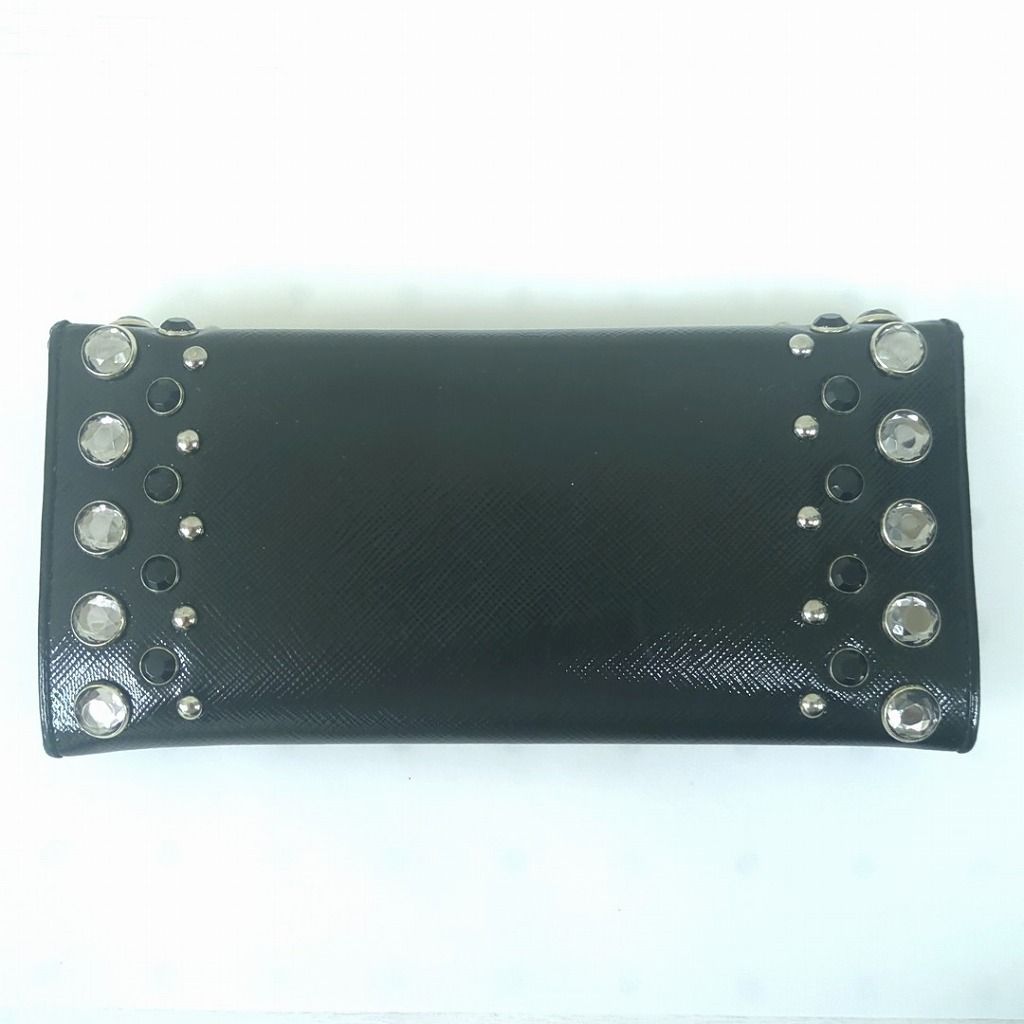 PRADA サフィアーノ ヴェルニーチェ ビジュースタッズ 長財布 エナメルレザー ブラック