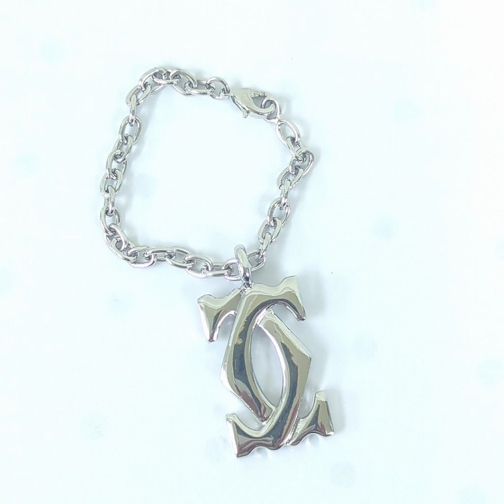 カルティエ 2 Cチャーム Cモチーフ キーホルダー キーリング チェーン シルバーカラー