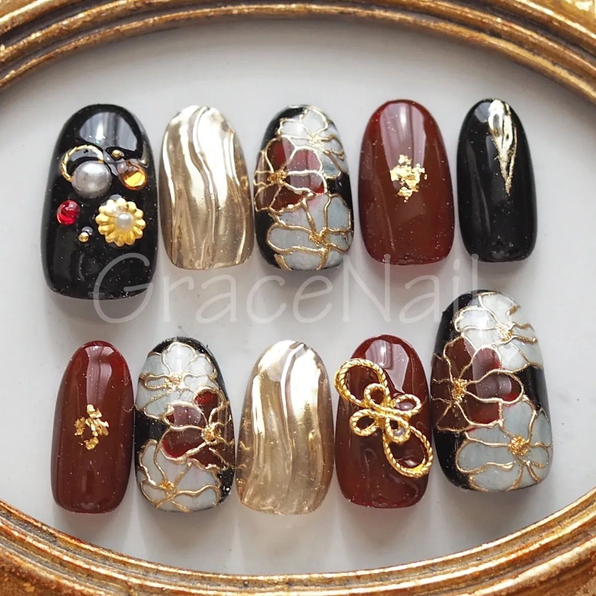 No.725 現品販売！ネイルチップ 成人式卒業式和柄袴着物振袖 - メルカリ