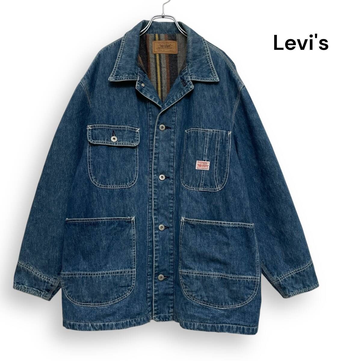 USA製90sヴィンテージ リーバイスデニムカバーオール 裏地ブランケット付き R2611/ 90s Levi's リーバイス デニム カバーオール ブランケット裏地