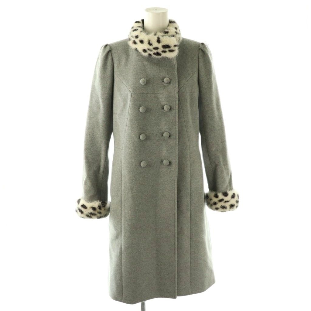 ルネ Rene ミンクファー付属コート アンゴラ混 34 グレー アイボリー