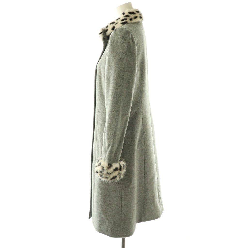 ルネ Rene ミンクファー付属コート アンゴラ混 34 グレー アイボリー