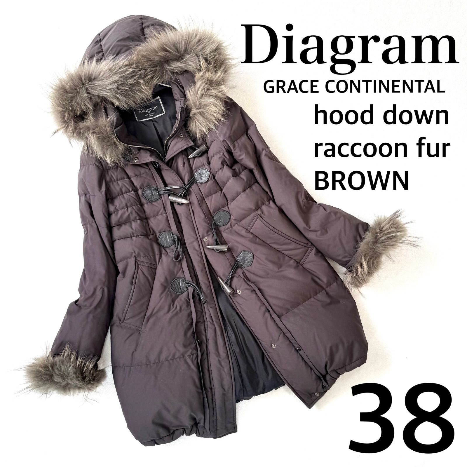 良品・38・ブラウン系✨ダイアグラム グレースコンチネンタル 牛革
