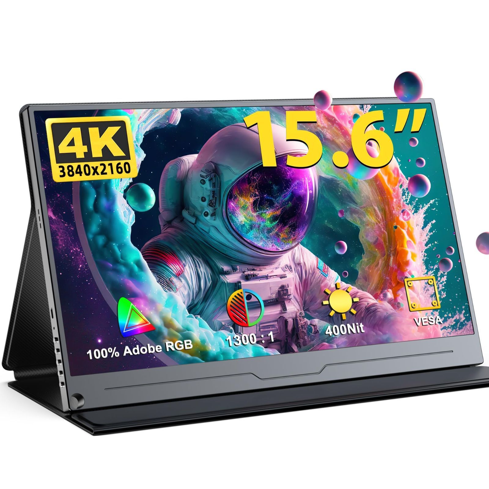 軽量 薄型 ノング 持ち運び VESA対応 HDR サブモニター 液晶パネル IPS Type-C|標準HDMI搭載 非光沢 ポータブルモニター スピーカー内蔵 1300 1 RGB Adobe Switch|PC|Macなど対応 3840 x 216