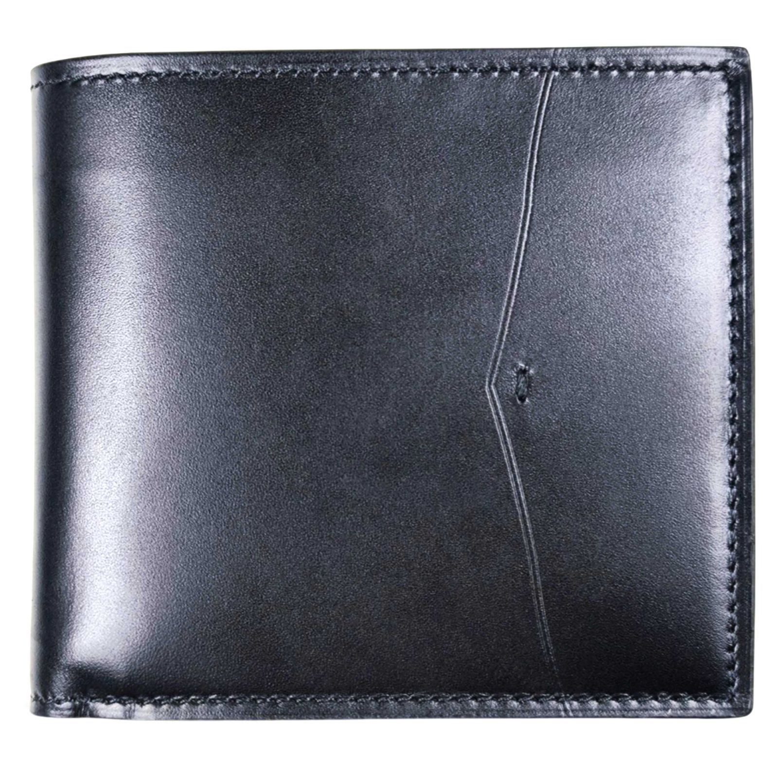 幻の ♥ エドワードグリーン コインケース付きウォレット 二つ折り財布 ブラックカーフ