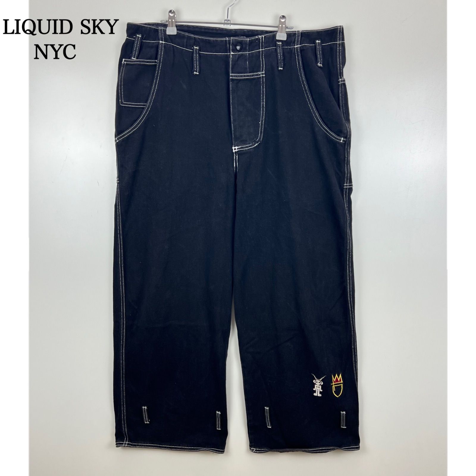 LIQUID SKY NYC RARE 90 s USA BAGGY black denim pants L リキッドスカイ ブラックバギー パンツ スケーター スーパー