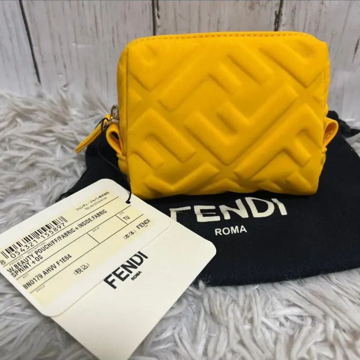 FENDI フェンディ イエロー ズッカ ビューティ ポーチ スモール FF