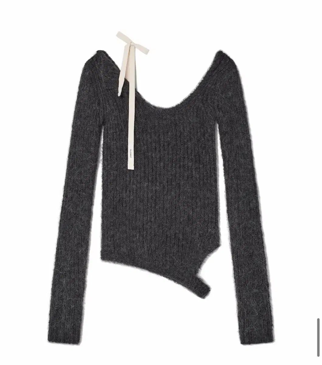 グロウニー ISA ASYMMETRICAL KNIT TOP SOOTカラー チャコール