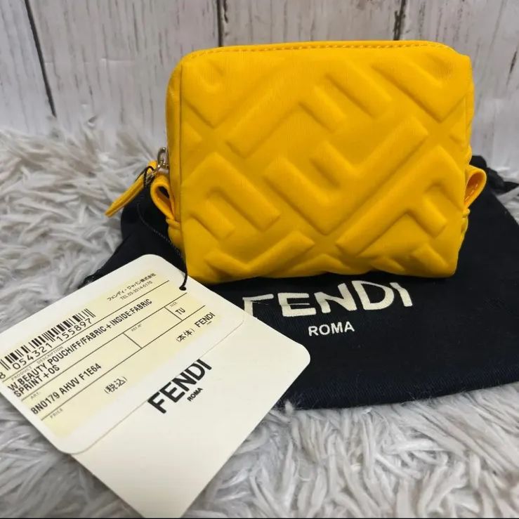 FENDI フェンディ イエロー ズッカ ビューティ ポーチ スモール FF