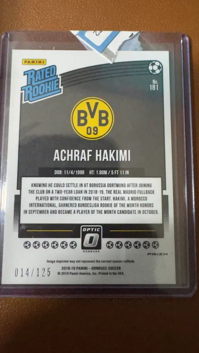 2018-19 ドンルス アーチラフ ハキミ ルーキー カード |125