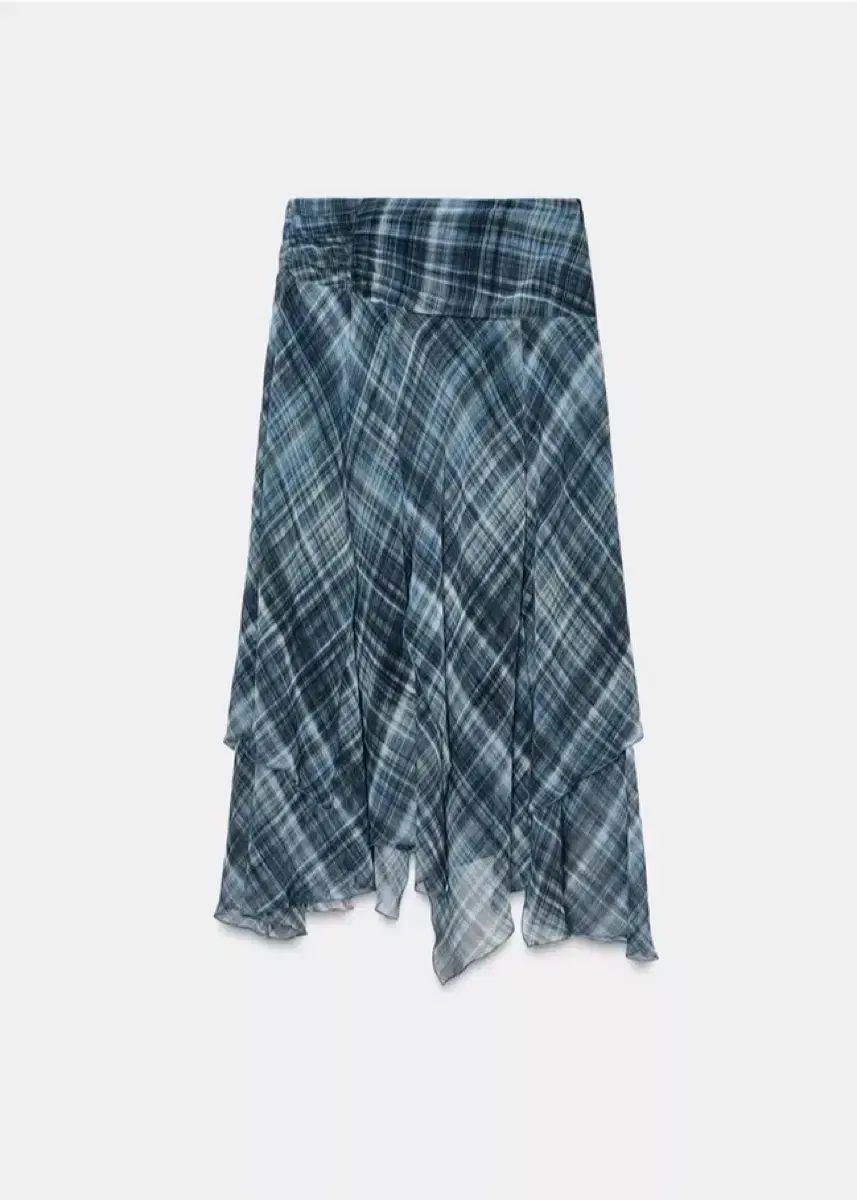 ザラ CHECK アシンメトリー ミディ スカート S