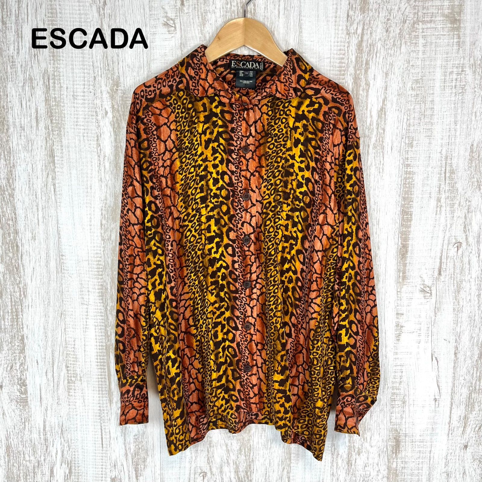 ESCADA ESCADAエスカーダ シルク シャツ ブラウス ブラウン ダブル 