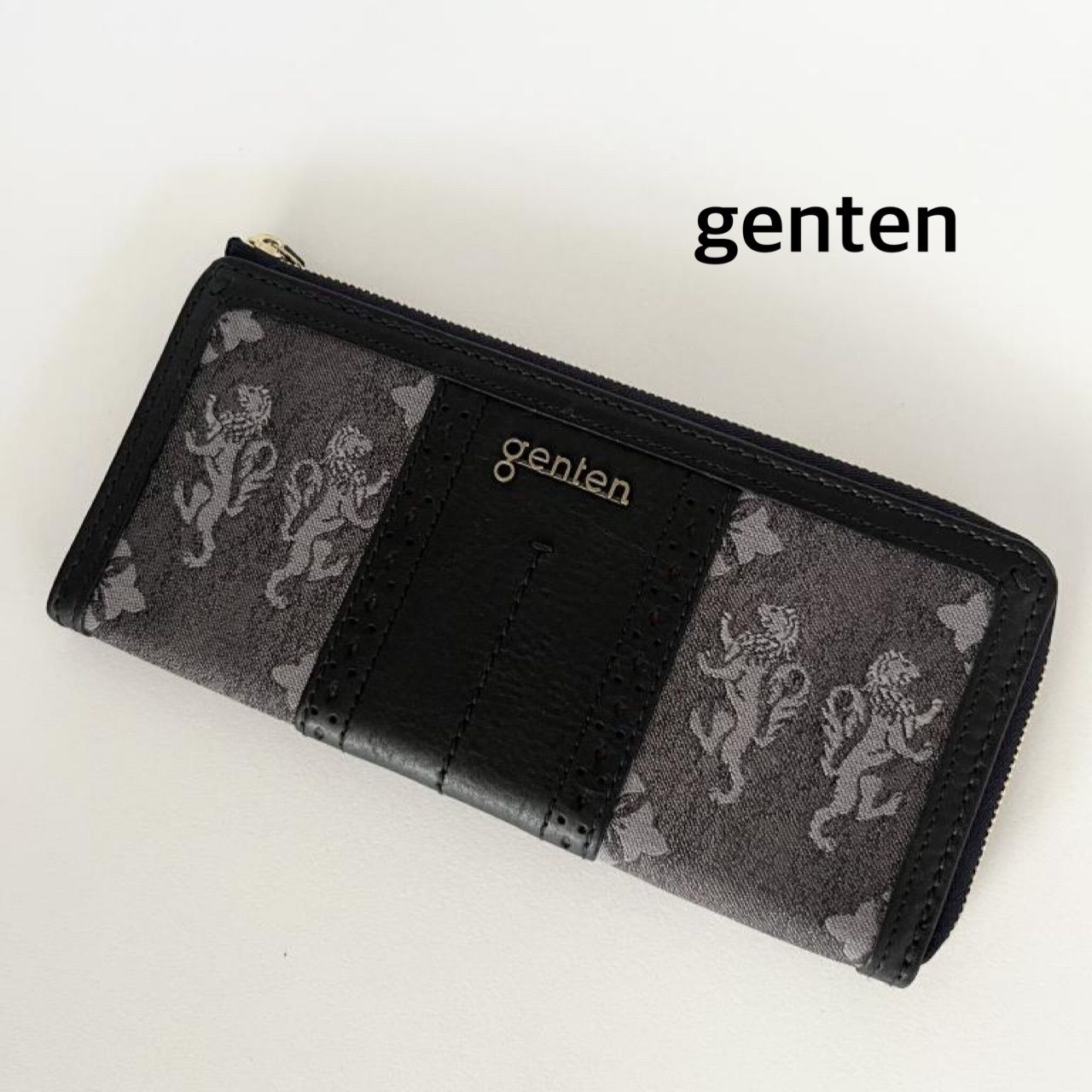 ♥ genten ゲンテン モノグラムジャガード 長財布 み 6461811
