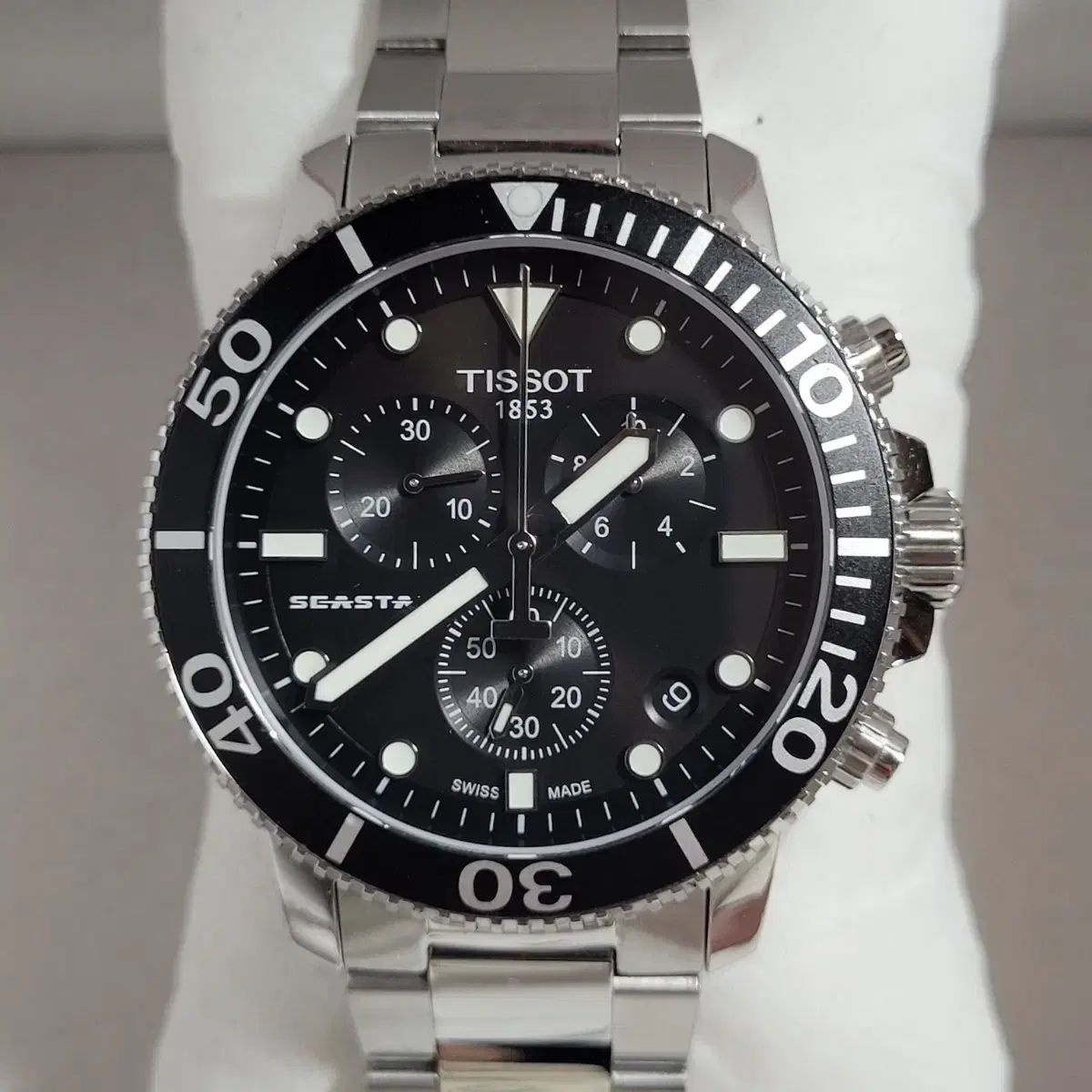 TISSOT シースター1000 クロノグラフ ブラック 쿼츠 腕時計