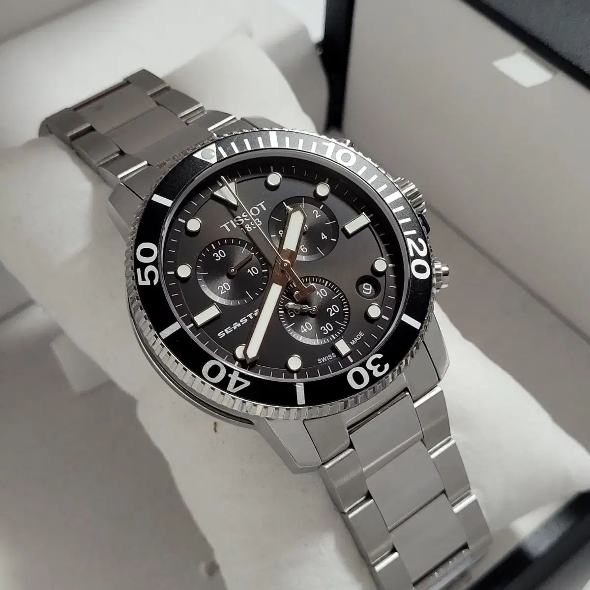 TISSOT シースター1000 クロノグラフ ブラック 쿼츠 腕時計