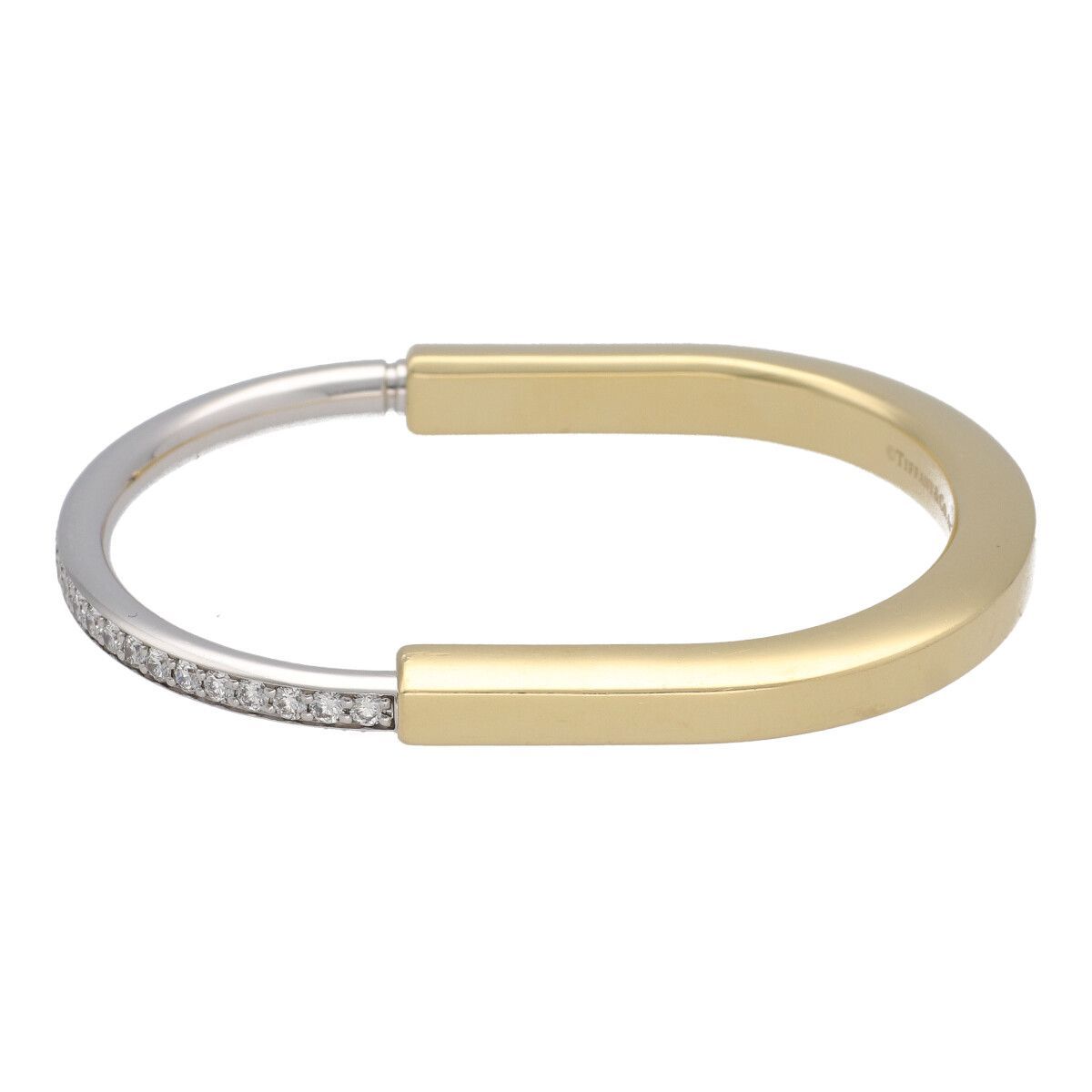 中古】 Tiffany ＆ Co. ティファニー ロック バングル YG WG ハーフ