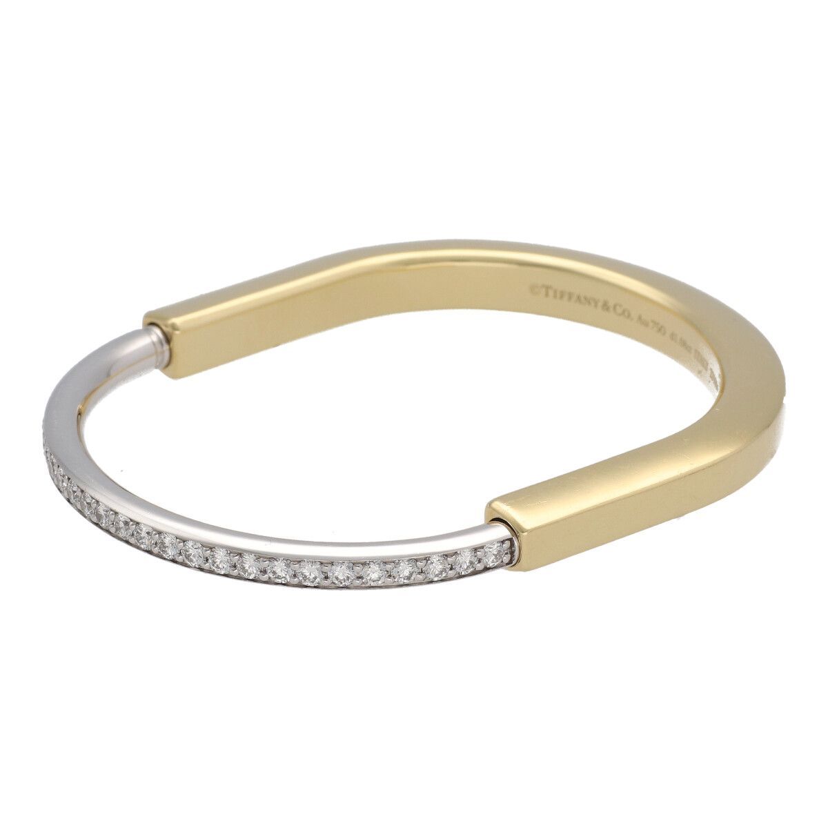 中古】 Tiffany ＆ Co. ティファニー ロック バングル YG WG ハーフ