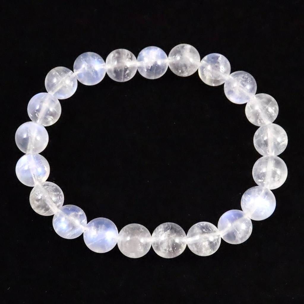 ブルー ムーンストーン ホワイトラブラドライト A 9.5 mm玉ブレスレット 25.2 g 榎本通商10734