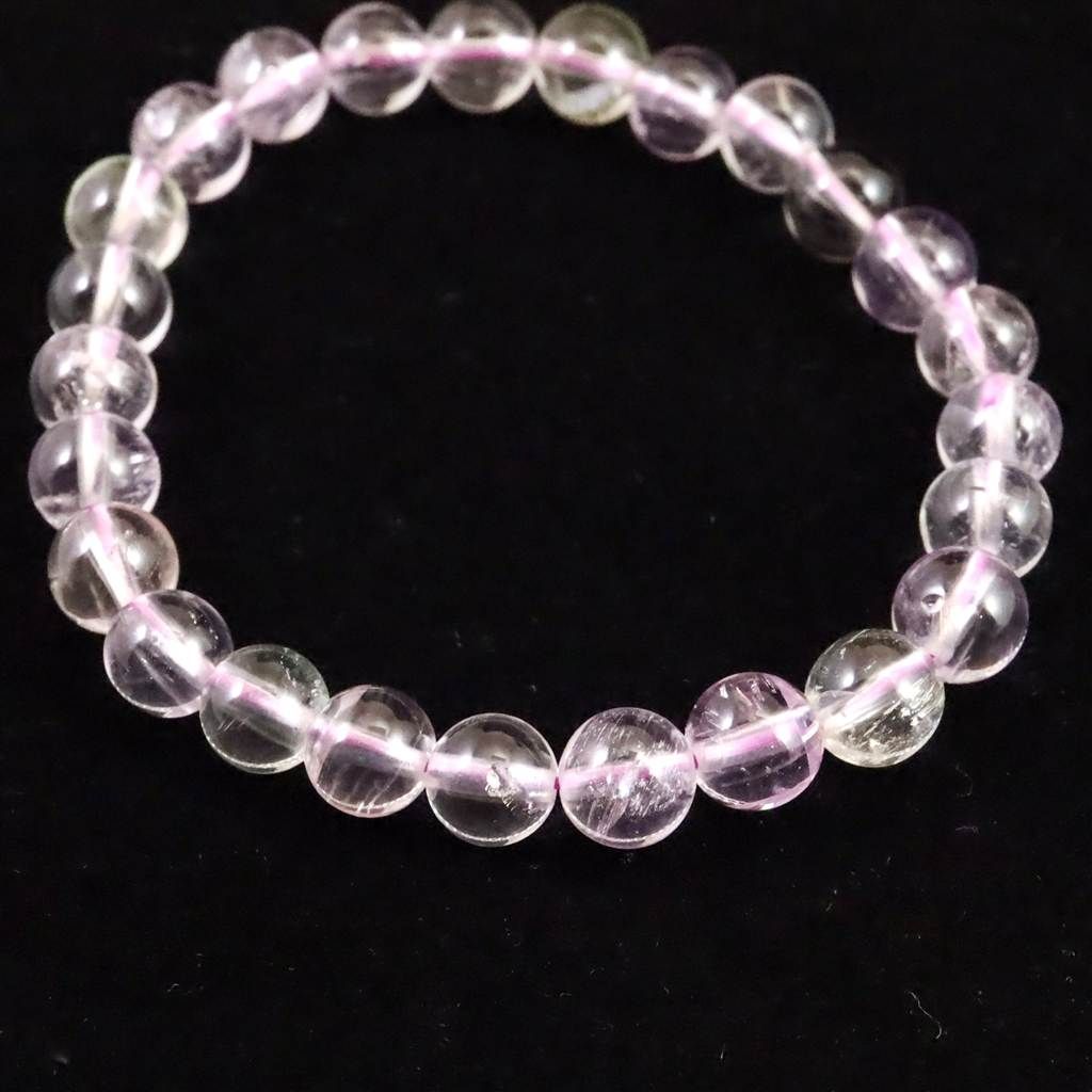 【新品未使用/鑑別書付き】即購入可✨透明度抜群✨大玉クンツァイトブレスレット ブラジル産 未処理 クンツァイト 7mm玉ブレスレット 15.3g 【榎本通商