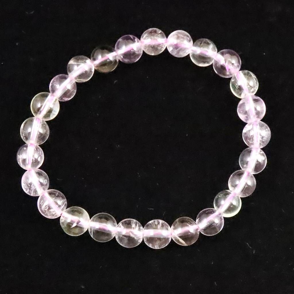 ブラジル産 未処理 クンツァイト 7 mm玉ブレスレット 15.3 g 榎本通商31134