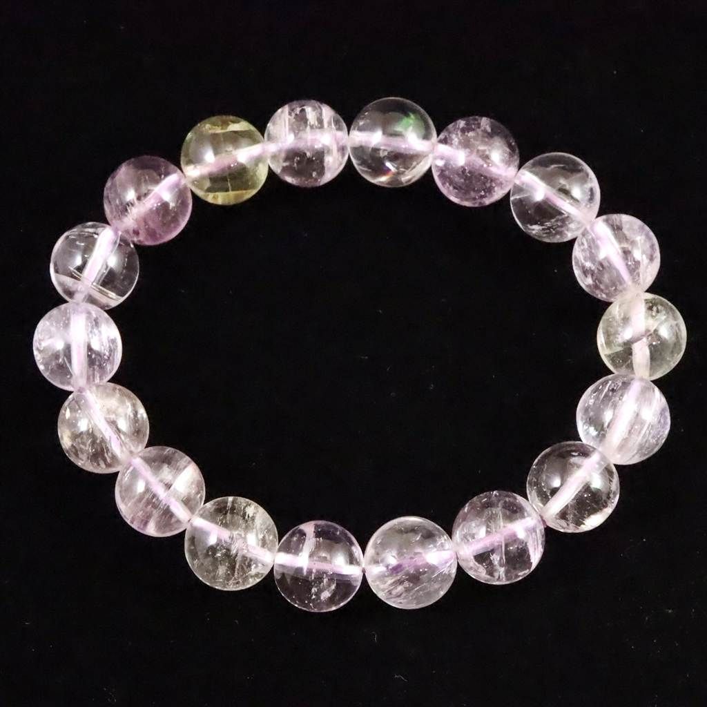 ブラジル産 未処理 クンツァイト 11 mm玉ブレスレット 42.5 g 榎本通商29212