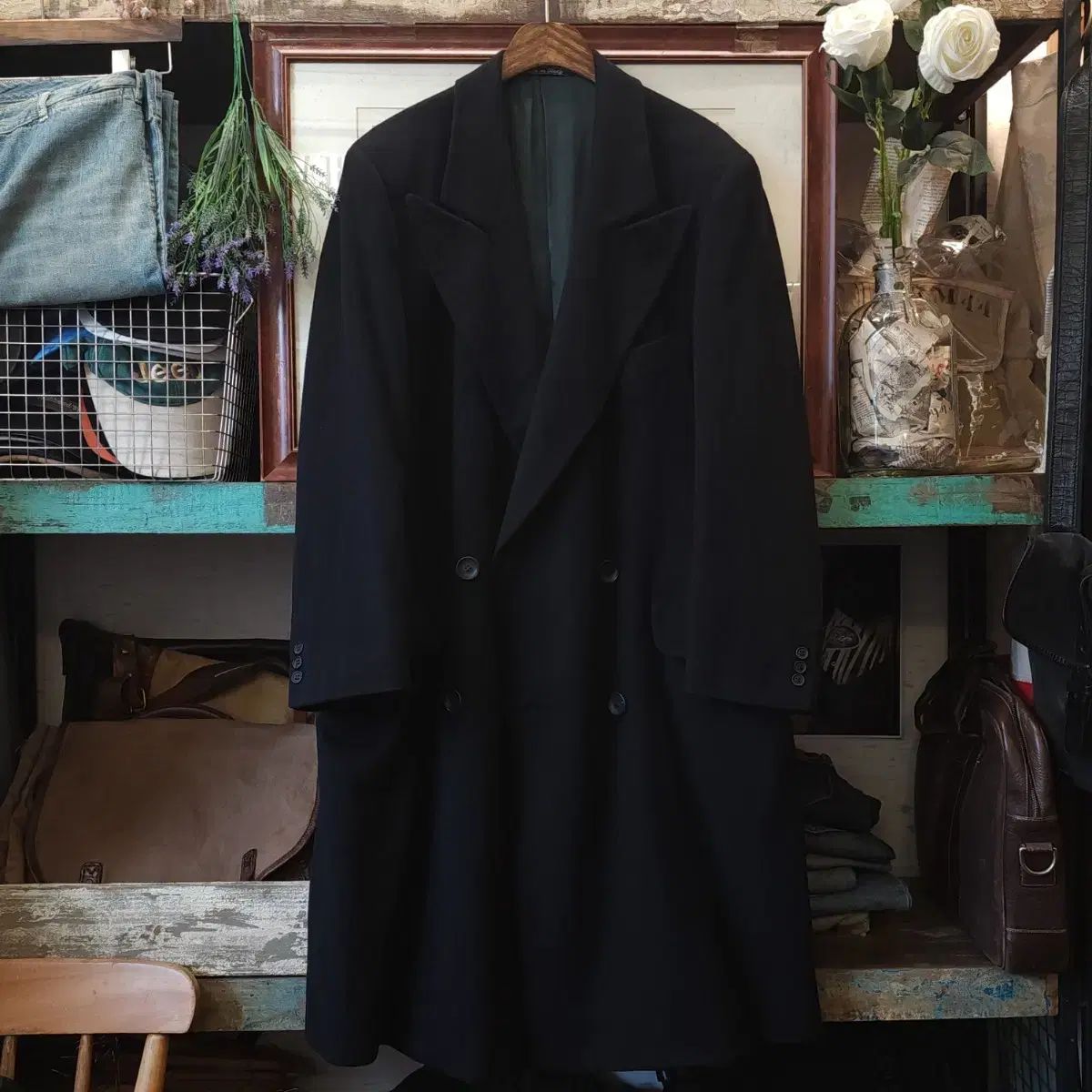 GIORGIO ARMANI ステンカラー ロングコート 90s 黒 カシミヤ 90s GIORGIO ARMANI(ジョルジオ アルマーニ) コート カシミア 100