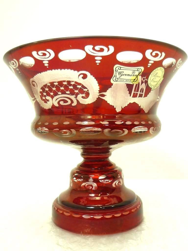 チェコスロバキア ボヘミアングラス クリスタル コンポート EGERMANN