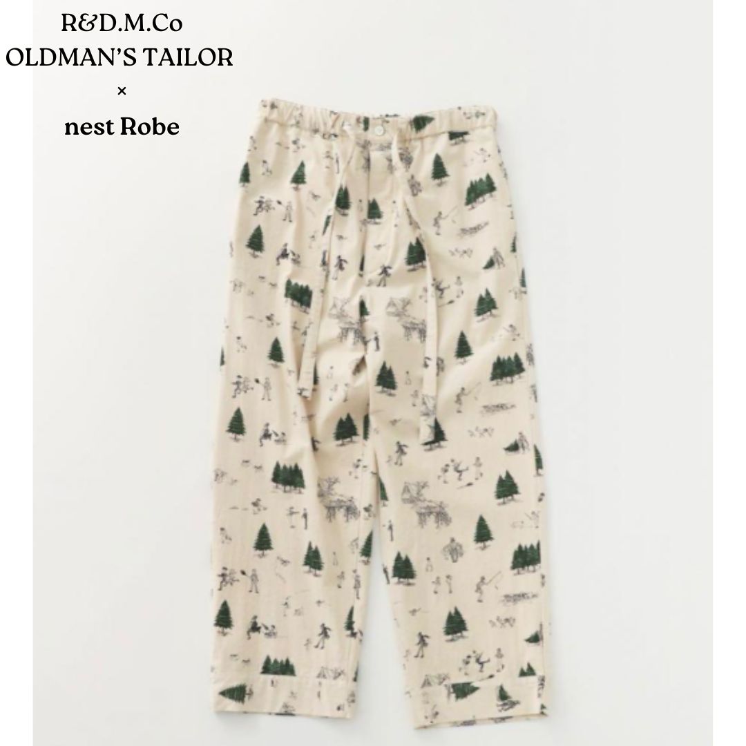 OLDMAN’S TAILOR × nest Robe 別注 コットン WEEKEND HILL 総柄 パンツ リラックス 日本製 ユニセックス オールドマンズテーラー ネストローブ