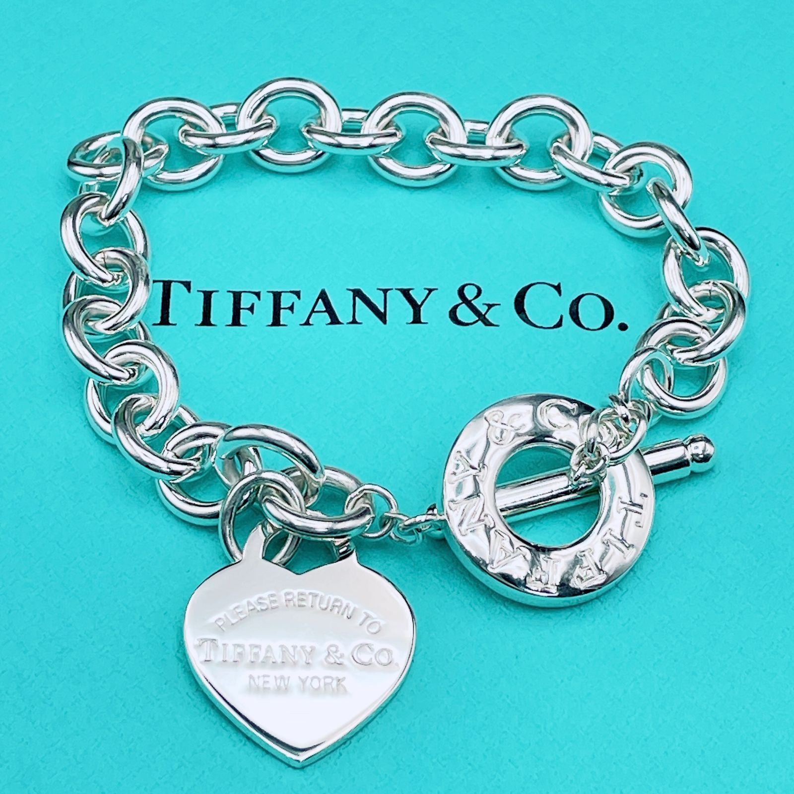 ティファニー 仕上済 Tiffany-Co. リターントゥティファニー ハートタグ ドーナツリンク チェーン トグル ブレスレット Ag 925 41 g