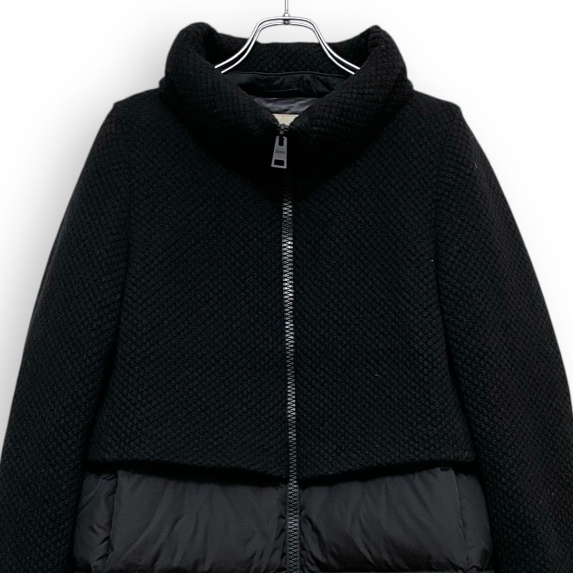 R2617/ HERNO ヘルノ 異素材切替 ニット ダウン コート ブラック