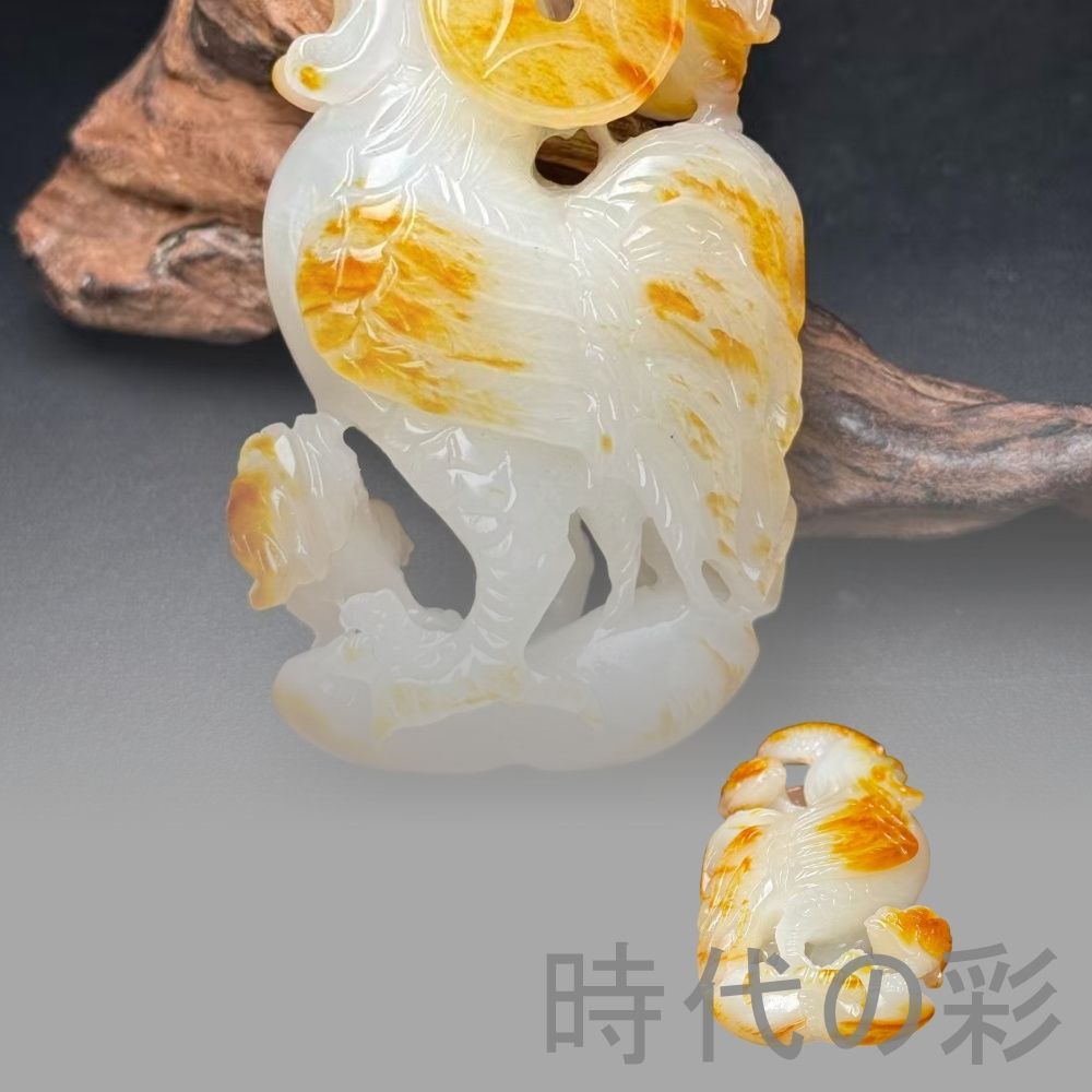 和田古玉 彫刻 鶏】縁起物 官運上昇 中国古美術 時代物 古賞物 古置物