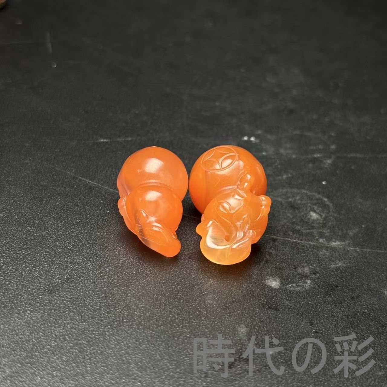 天然瑪瑙 ペンダント】葫芦形 一対 縁起物 中国古美術 時代物 古賞物