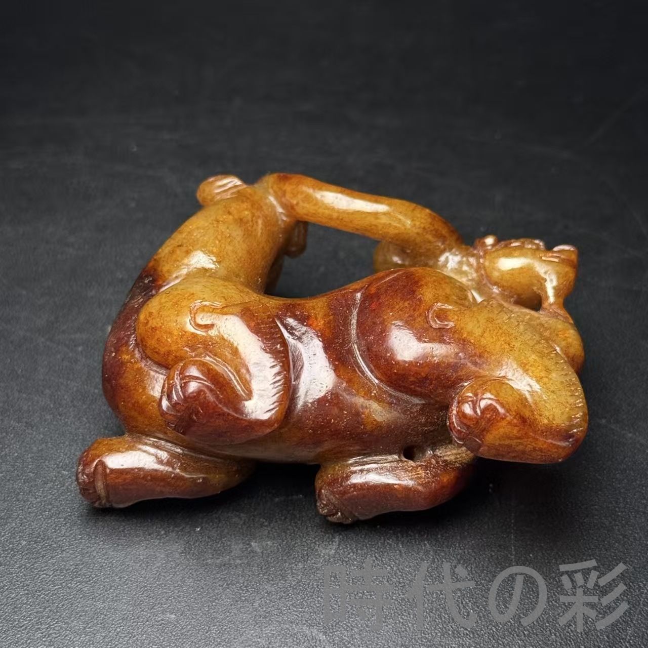 和田古玉 高古玉 瑞獣】子持獣 文様 中国古美術 時代物 古賞物 古置物