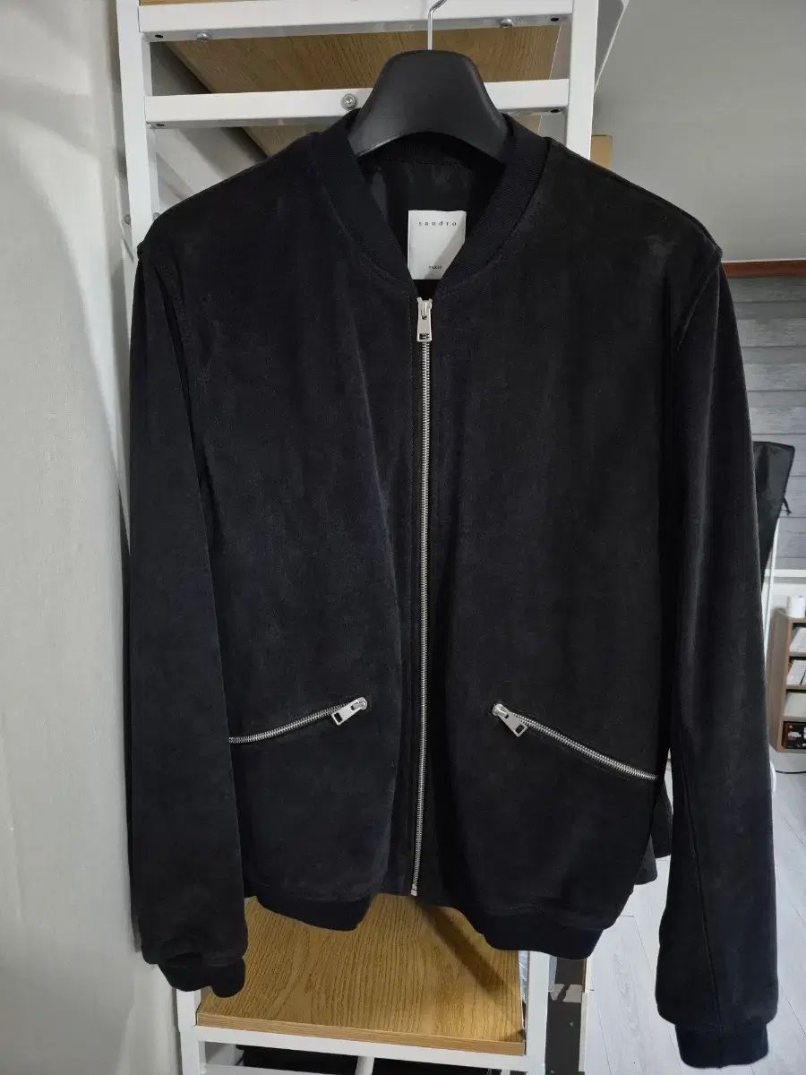 SANDRO サンドロ オム スウェード ブルゾン ジャケット L ネイビー