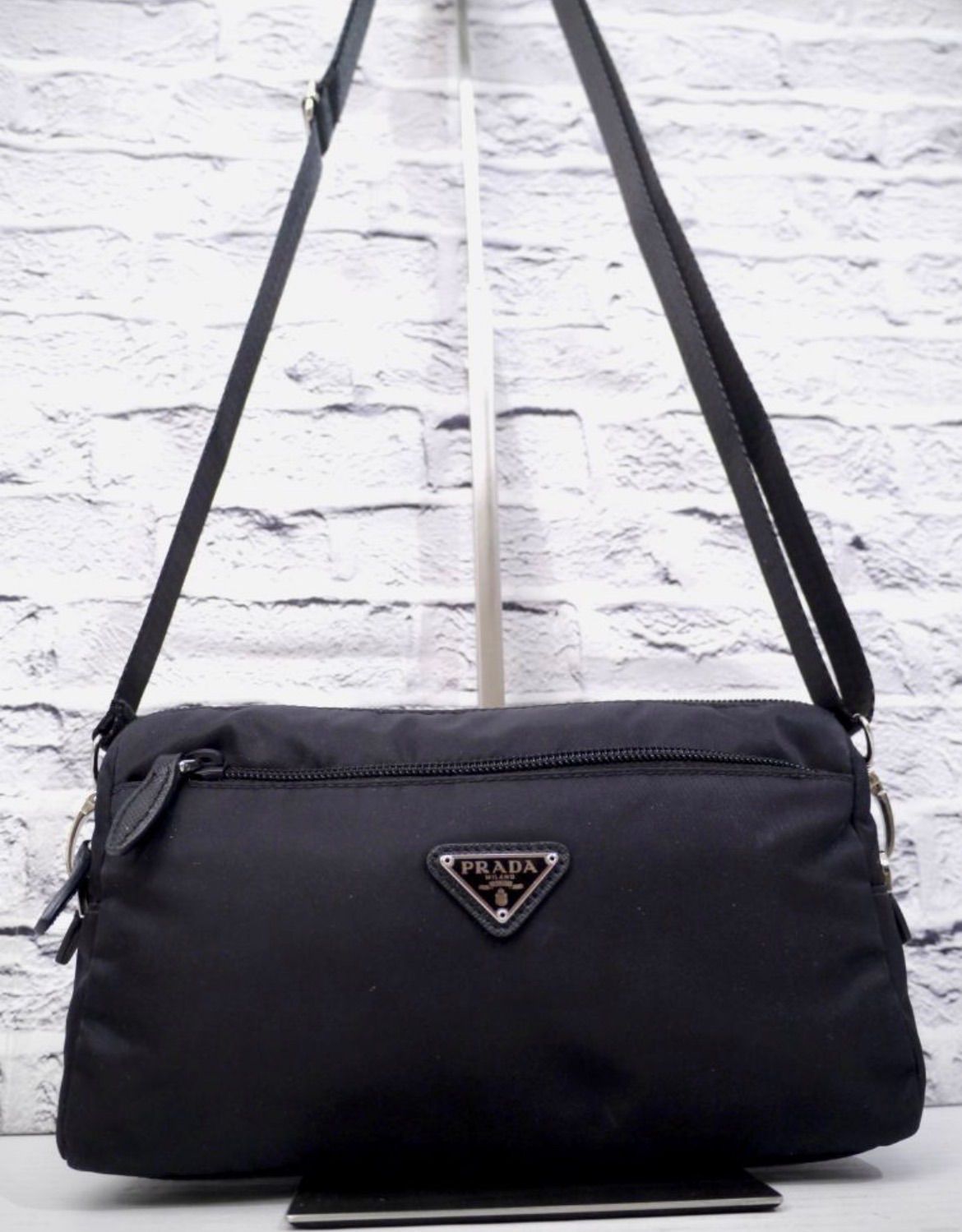 美品◇ PRADA プラダ ナイロンxサフィアーノレザー クロスボディ