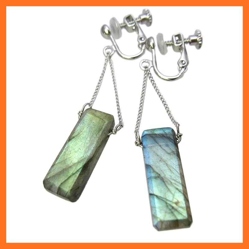 チェリー Cherry ラブラドライト レクタングル イヤリング レディース 天然石 パワーストーン AC 249 0