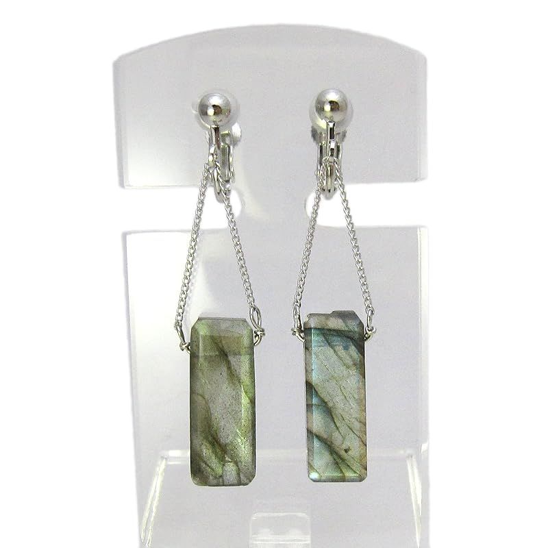 チェリー Cherry ラブラドライト レクタングル イヤリング レディース 天然石 パワーストーン AC 249 0 スタイルアップ ピアス(両耳用) 