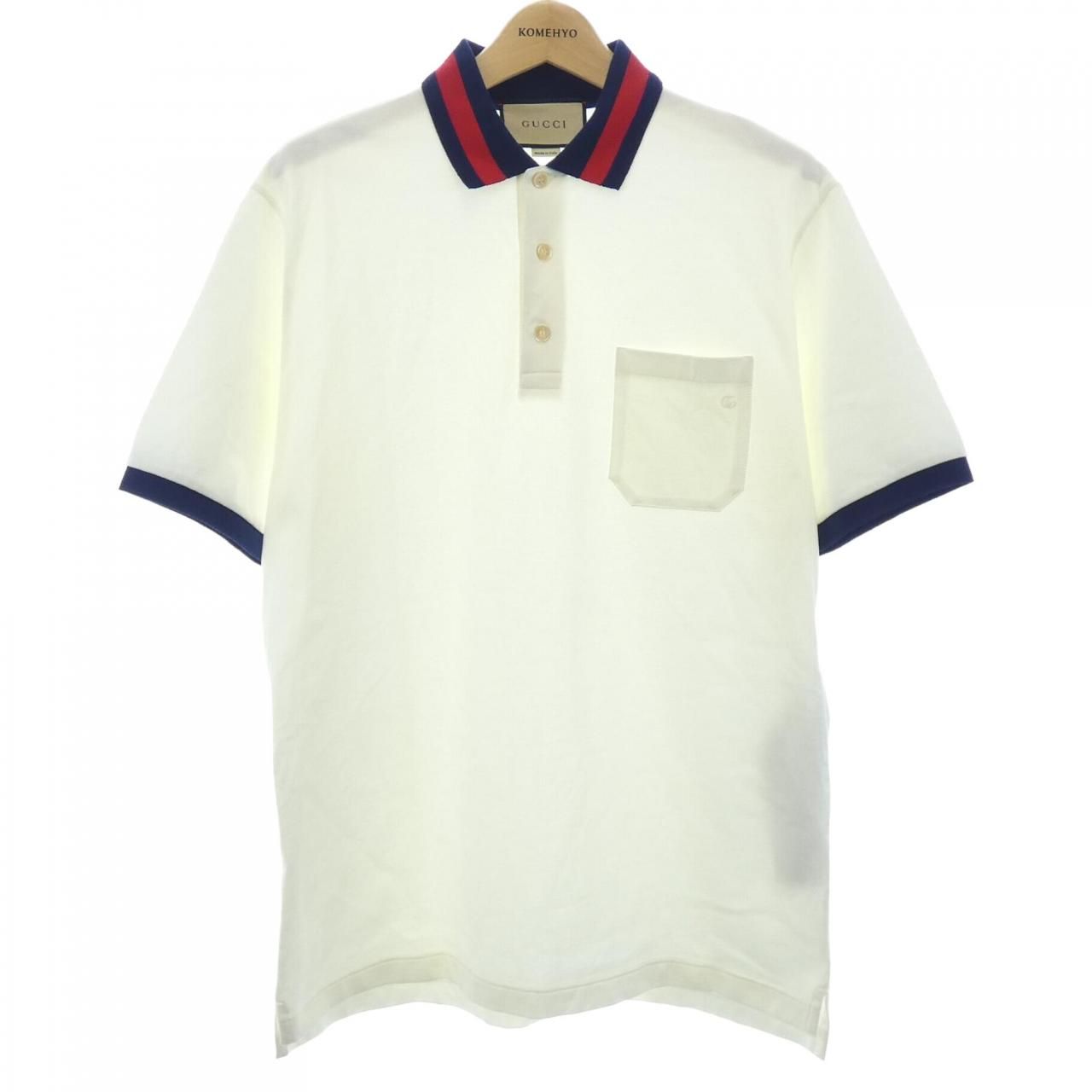 GUCCI ポロシャツ ストライプ襟 グッチ GUCCI ウェブ ストライプ カラー(襟)付き コットンピケ