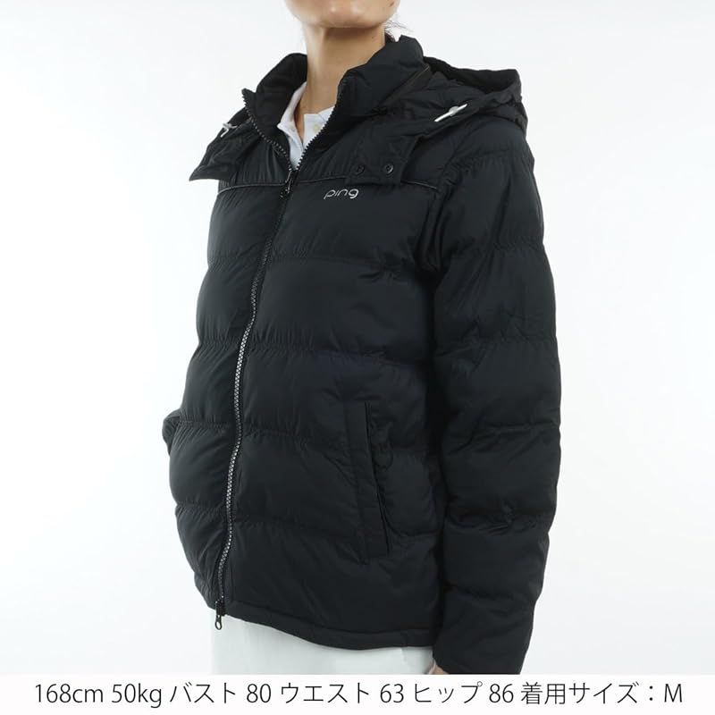 ピン アパレル レディース 中綿 フルジップブルゾン ストレッチ性 保温性 | ゴルフ アウター 622-4220002 010_ブラック M