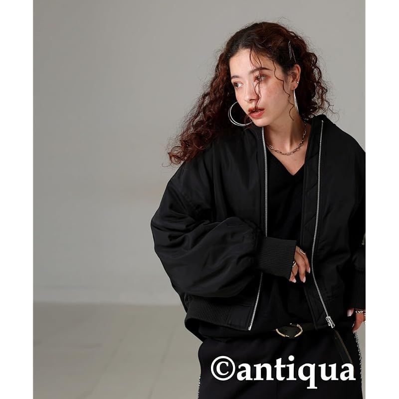  antiqua アンティカ ショート MA-1 レディース YZ-00090 Onesize 05 ブラック コート ジャケット ファッション