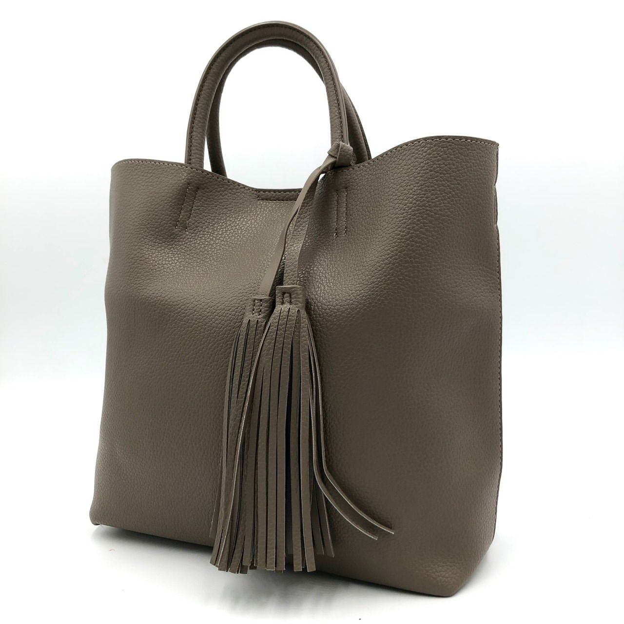 美品】RODE SKO フランジ トートバッグ グレージュ系 レザー ロデスコ 