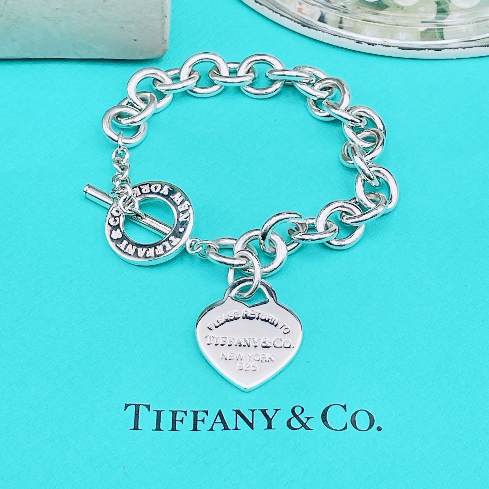 ティファニー 仕上済 Tiffany-Co. リターントゥティファニー ハート ドーナツ リンク チェーン トグル ブレスレット Ag 925 34 g